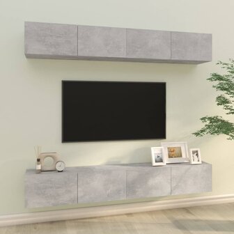 Tv-wandmeubels 4 st 100x30x30 cm betongrijs 1