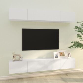 Tv-wandmeubels 4 st 100x30x30 cm hoogglans wit 1