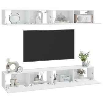 Tv-wandmeubels 4 st 100x30x30 cm hoogglans wit 3