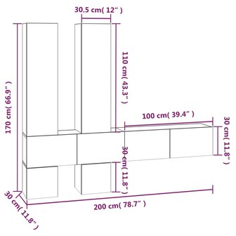 Tv-wandmeubel bewerkt hout wit 6