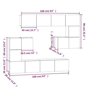 Tv-wandmeubel bewerkt hout zwart 10