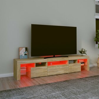 Tv-meubel met LED-verlichting 200x36,5x40cm sonoma eikenkleurig 5