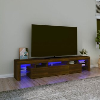 Tv-meubel met LED-verlichting 200x36,5x40 cm bruin eikenkleur 1