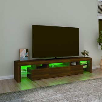 Tv-meubel met LED-verlichting 200x36,5x40 cm bruin eikenkleur 4