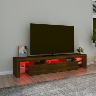 Tv-meubel met LED-verlichting 200x36,5x40 cm bruin eikenkleur 5