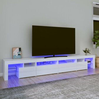 Tv-meubel met LED-verlichting 260x36,5x40 cm hoogglans wit 1