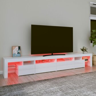 Tv-meubel met LED-verlichting 260x36,5x40 cm hoogglans wit 5