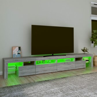 Tv-meubel met LED-verlichting 260x36,5x40 cm grijs sonoma eiken 4