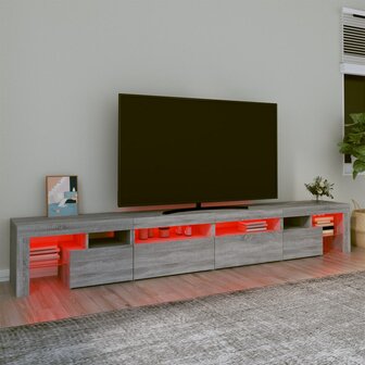 Tv-meubel met LED-verlichting 260x36,5x40 cm grijs sonoma eiken 5