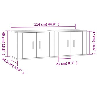 Tv-wandmeubels 2 st 57x34,5x40 cm gerookt eikenkleurig 8