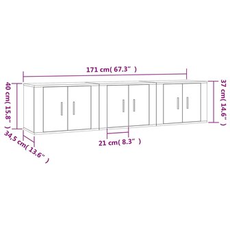 Tv-wandmeubels 3 st 57x34,5x40 cm wit 8