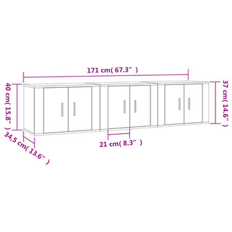 Tv-wandmeubels 3 st 57x34,5x40 cm zwart 8