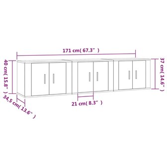 Tv-wandmeubels 3 st 57x34,5x40 cm betongrijs 8