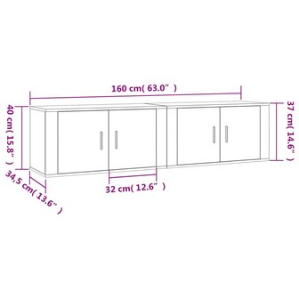 Tv-wandmeubels 2 st 80x34,5x40 cm wit 8