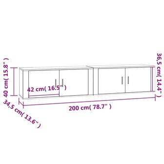 Tv-wandmeubels 2 st 100x34,5x40 cm wit 8