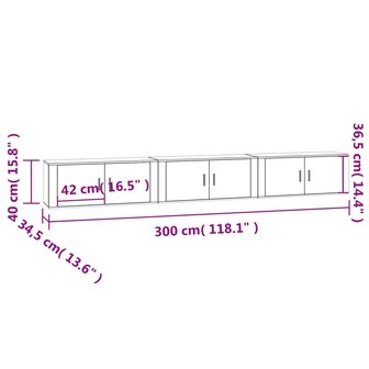 Tv-wandmeubels 3 st 100x34,5x40 cm wit 8