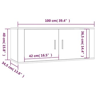 Tv-wandmeubels 3 st 100x34,5x40 cm hoogglans wit 9