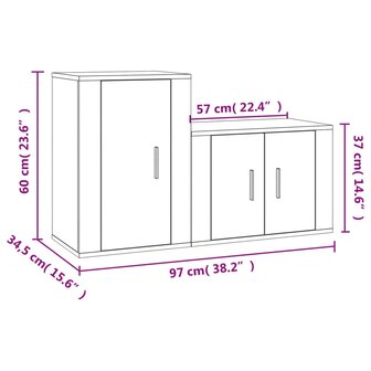 2-delige Tv-meubelset bewerkt hout bruin eikenkleur 10