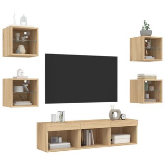 7-delige Tv-wandmeubelset met LED bewerkt hout sonoma eiken 4