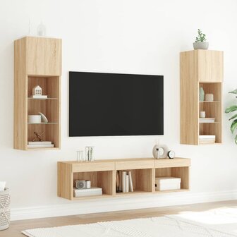 5-delige Tv-wandmeubelset met LED bewerkt hout sonoma eiken 3