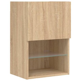 4-delige Tv-wandmeubelset met LED bewerkt hout sonoma eiken 8