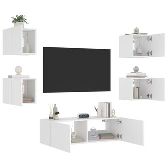 5-delige tv-wandmeubelset met LED-verlichting wit 1