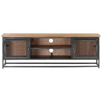 Tv-meubel 120x30x40 cm massief acaciahout en staal grijs 2