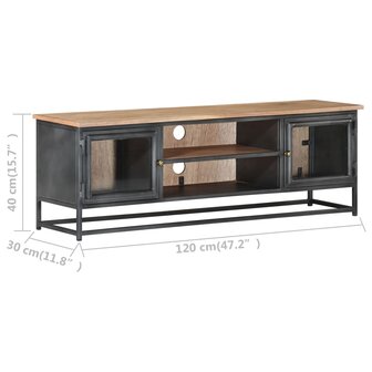 Tv-meubel 120x30x40 cm massief acaciahout en staal grijs 6