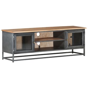 Tv-meubel 120x30x40 cm massief acaciahout en staal grijs 8