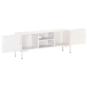 Tv-meubel 115x30x46 cm massief mangohout wit 2