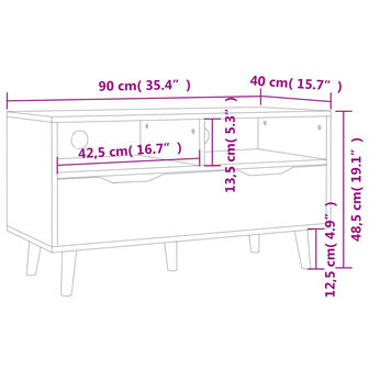 Tv-meubel 90x40x48,5 cm bewerkt hout zwart 7