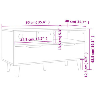 Tv-meubel 90x40x48,5 cm bewerkt hout hoogglans zwart 7