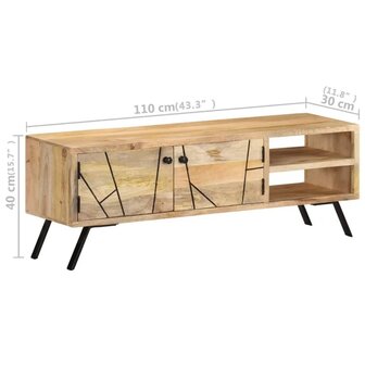 Tv-meubel 110x30x40 cm massief mangohout 9