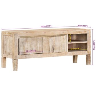 Tv-meubel 110x35x46 cm massief mangohout 9