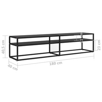 Tv-meubel 180x40x40,5 cm gehard glas zwart 6