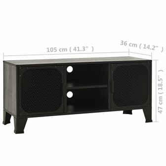 Tv-meubel 105x36x47 cm metaal en MDF grijs 9