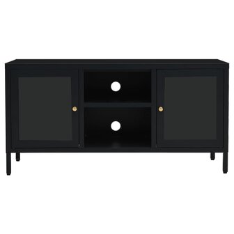 Tv-meubel 105x35x52 cm staal en glas zwart 3