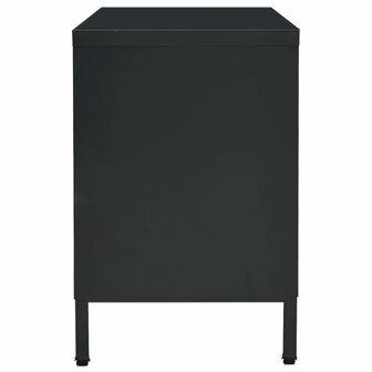 Tv-meubel 105x35x52 cm staal en glas zwart 4