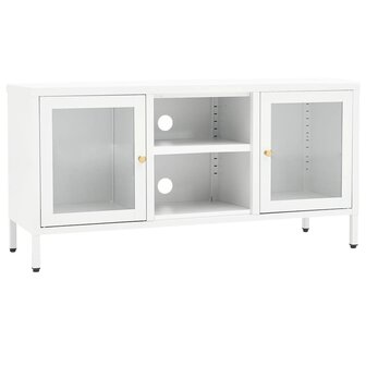 Tv-meubel 105x35x52 cm staal en glas wit 2