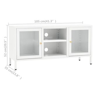 Tv-meubel 105x35x52 cm staal en glas wit 10