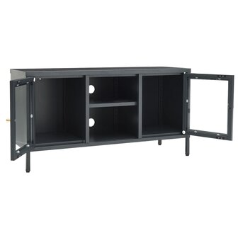 Tv-meubel 105x35x52 cm staal en glas antracietkleurig 6