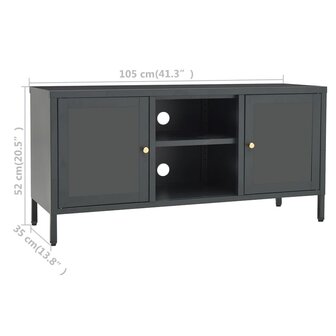 Tv-meubel 105x35x52 cm staal en glas antracietkleurig 10