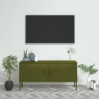 Tv-meubel 105x35x50 cm staal olijfgroen 1