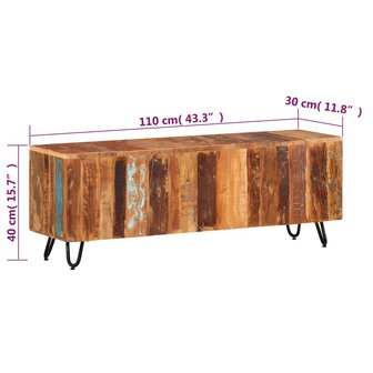 Tv-meubel 110x30x40 cm massief gerecycled hout 6