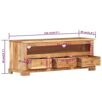 Tv-meubel 110x30x40 cm massief acaciahout bruin 7