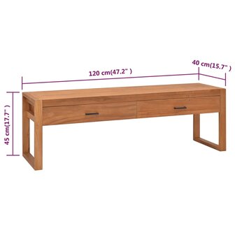 Tv-meubel 120x40x45 cm massief teakhout 9