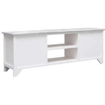 Tv-meubel 108x30x40 cm massief paulowniahout wit en grijs 3