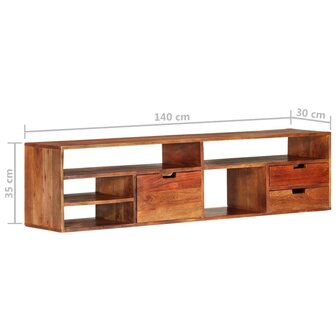 Tv-meubel 140x30x35 cm massief acaciahout 9