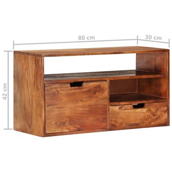 Tv-meubel 80x30x42 cm massief acaciahout 9