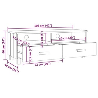 Tv-meubel HAMAR 106x40x40 cm massief grenenhout donkergrijs 8